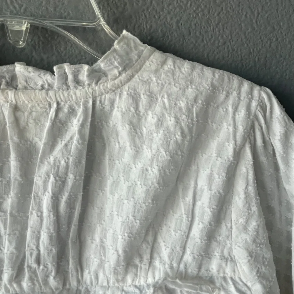 Anthropologie White Ruffled V-Neck Peasant Blouse
